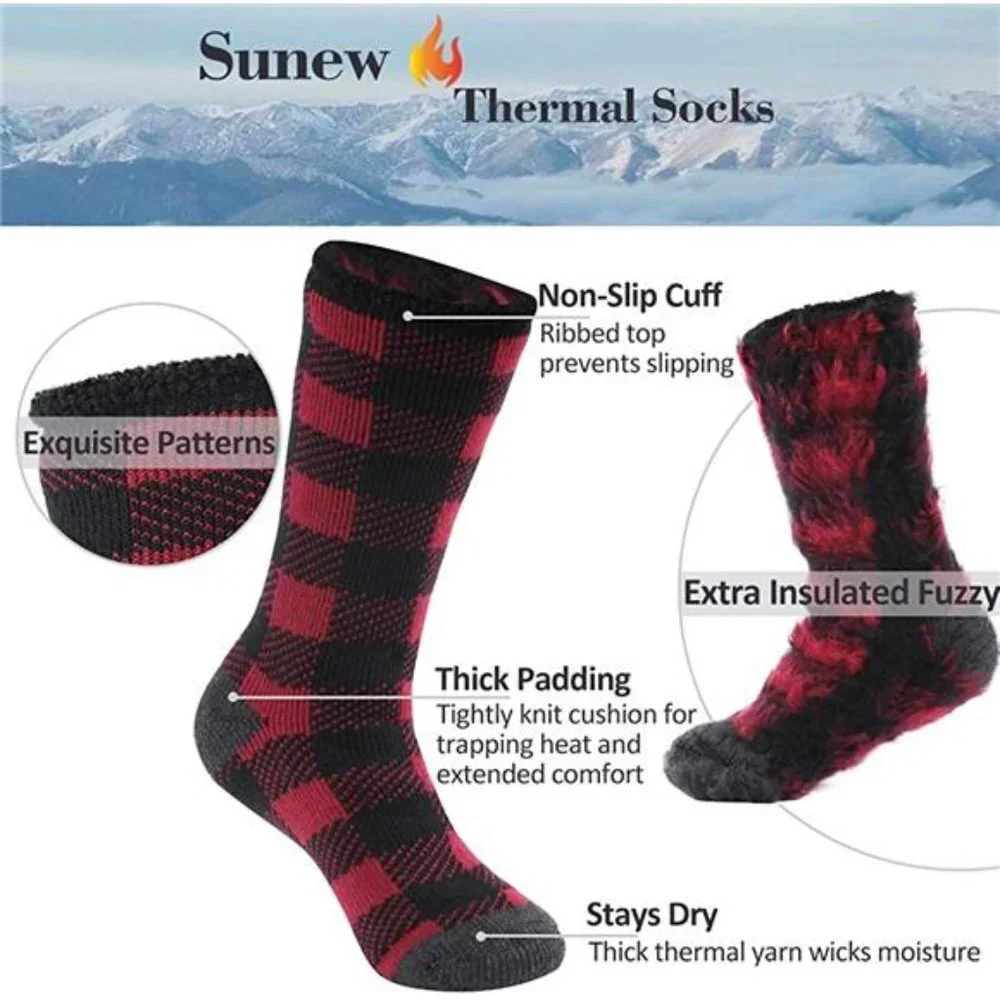 2 Pair Women's Warm Winter Thermal Socks Thick Insulated Heated